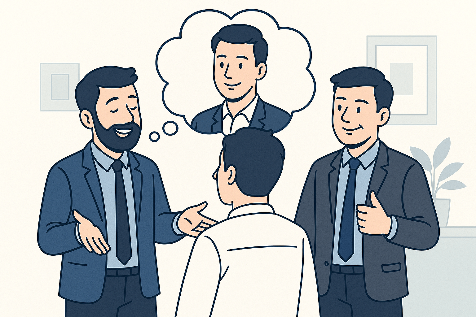 رجل يوصي بشخص في اجتماع عمل